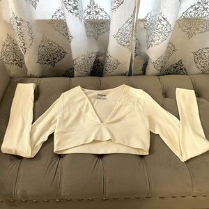 White Garage Scarlet Seamless Deep Plunge Long Sleeve (SIZE S)
